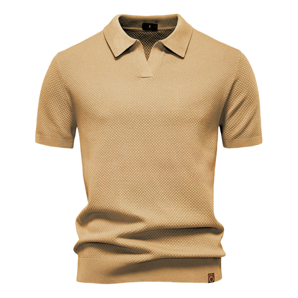 2026Summer High Quality European Size Pineapple Wool Polo Shirt Men's Business Seagull Collar Men's Short Sleeve Sweater Polo