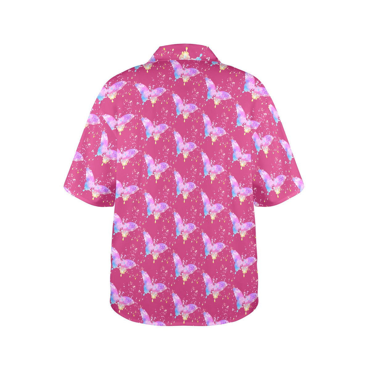 Watercolor Butterfly Women's All Over Print Hawaiian Shirt (Made in USA)