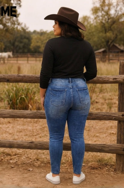 Women's Plus Size Light Wash Stretch Denim Blue Jeans