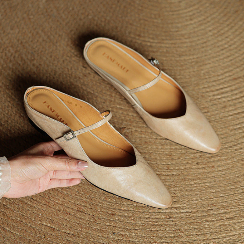 Women's Closed Toe Cowhide Slippers