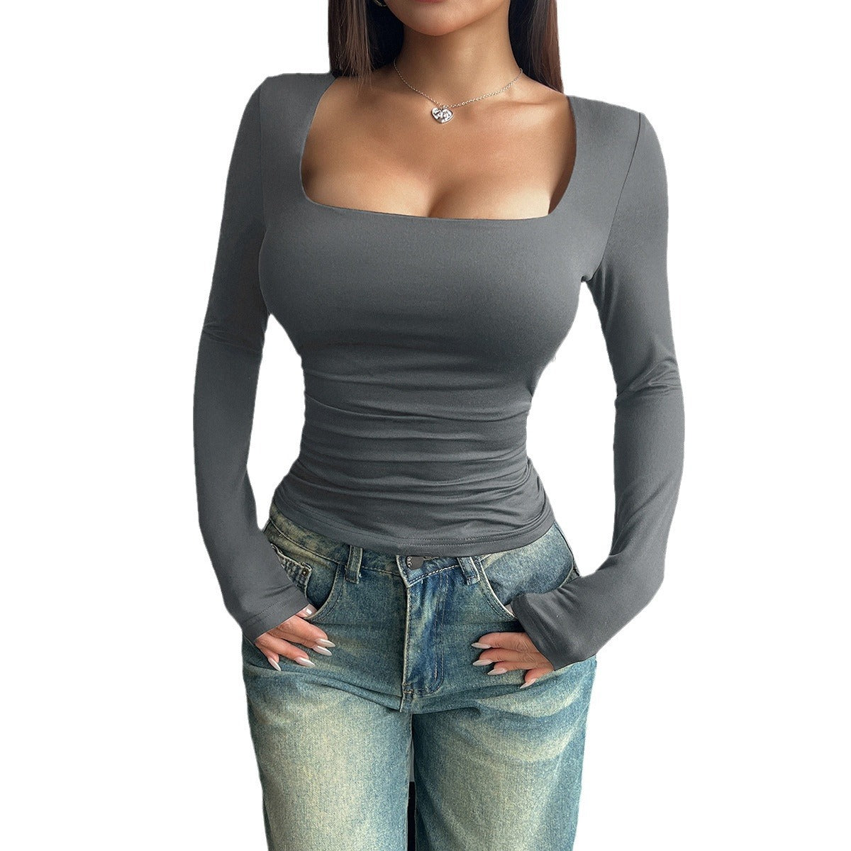 Jersey ajustado informal Tops de moda para mujer Ver la tabla de tallas en "más detalles"