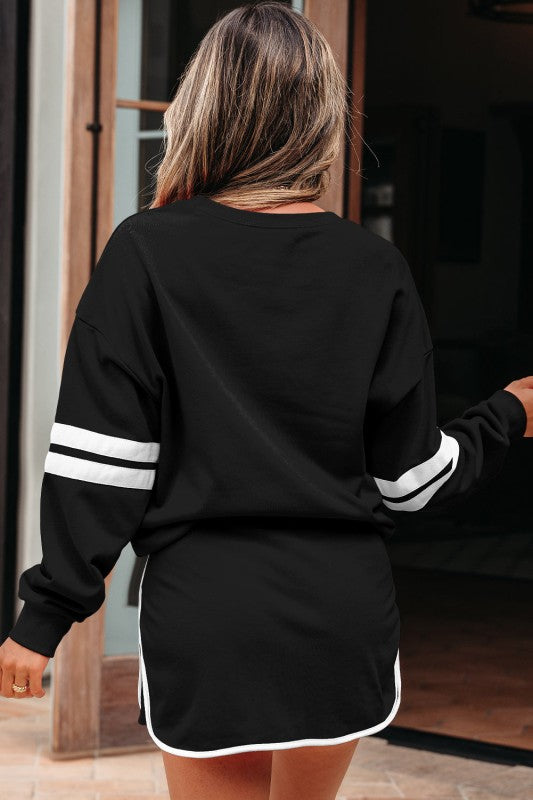 Conjunto de jersey y minifalda Varsity Stripe