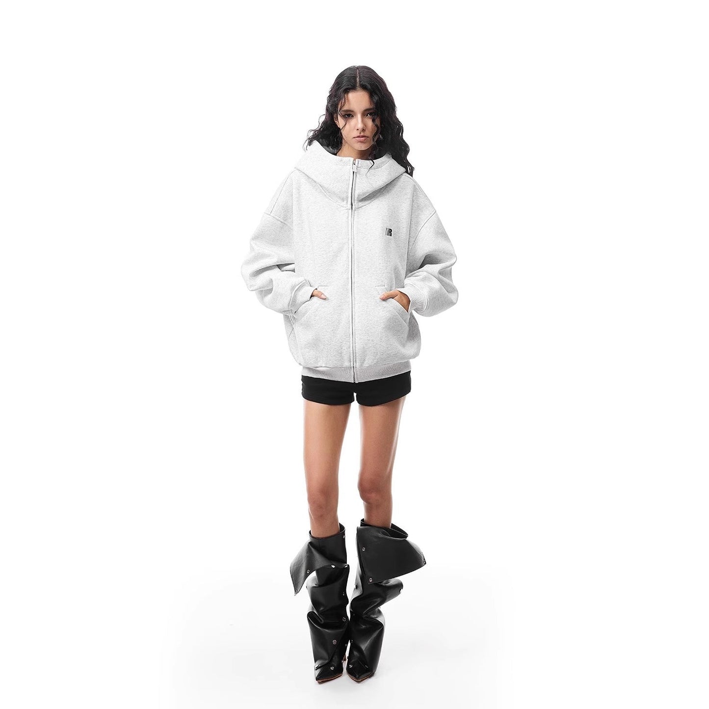 Heavyweight High-neck Air-layer Hooded Sweatshirt