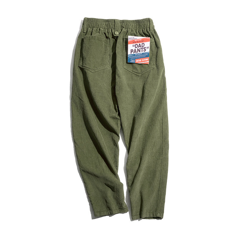 Men's Casual Khaki Corduroy Pants for Autumn/Winter
