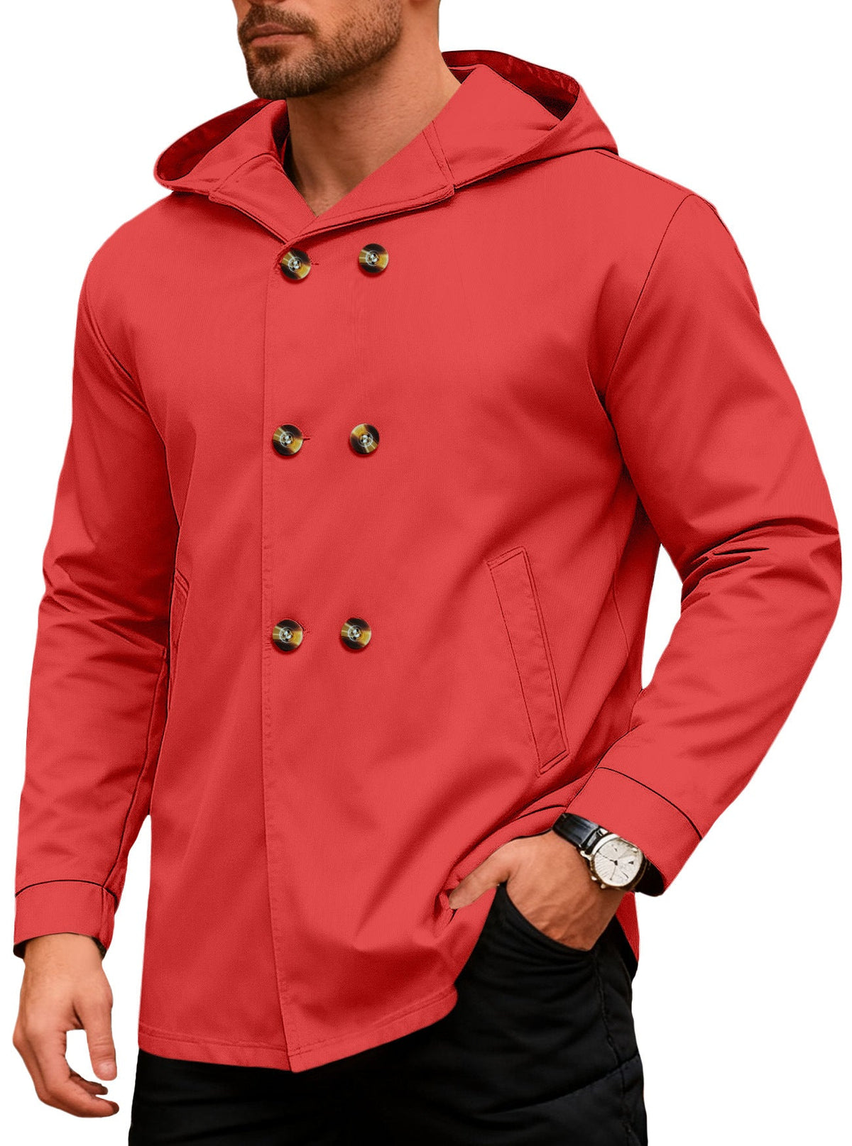 Men's Hooded Trench Coat For Cross-border Foreign Trade, Warm Sweatshirt For Spring & Autumn On Amazon, European Size Casual Loose Zip-up Jacket For Men