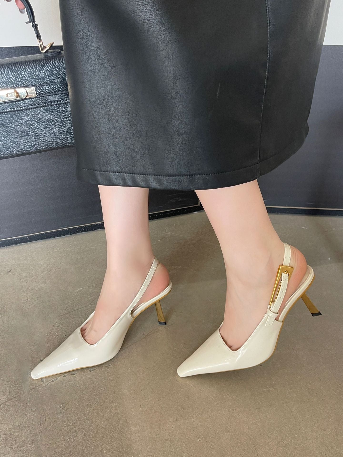 Women's Square-Toe Patent Slingback Sandals