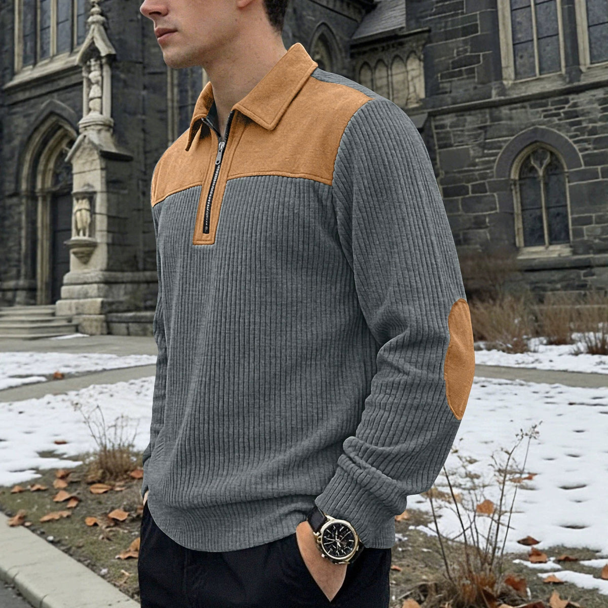 Amazon European And American Cross-Border New Knitwear Lapel Stitching Embroidery Casual Commuting Sports Autumn And Winter Zipper Sweatshirt