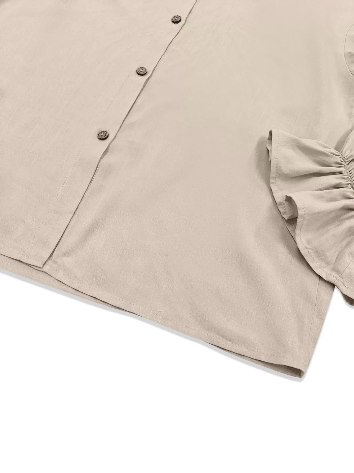 Button-Down Flounce Sleeve Shirt