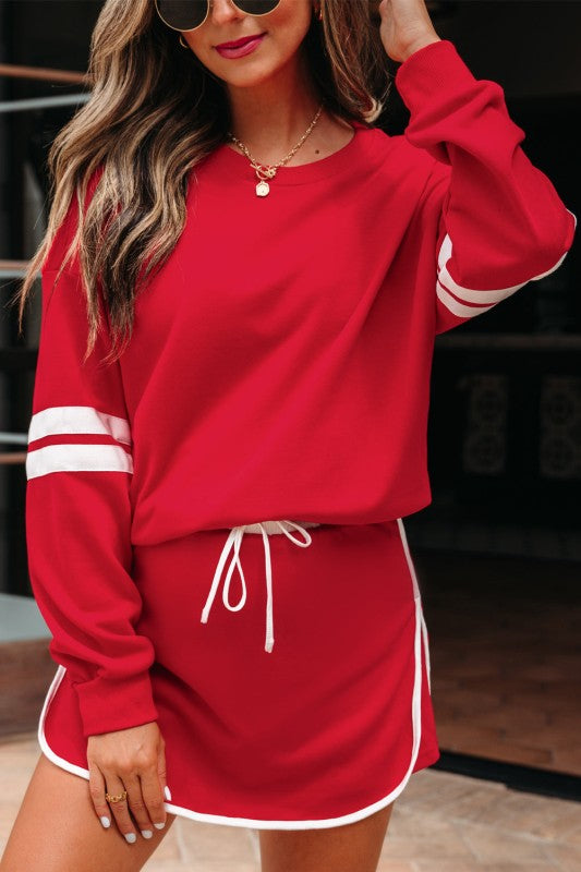 Conjunto de jersey y minifalda Varsity Stripe