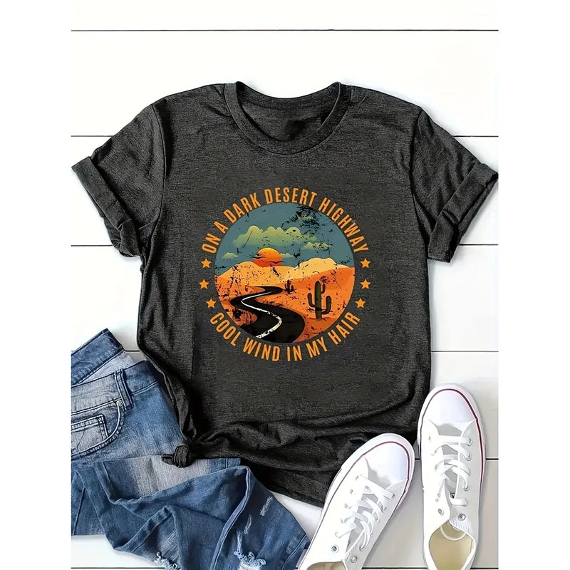 Camiseta "Carretera del desierto retro" - Camisetas informales de manga corta