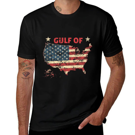 Camiseta elástica retro vintage divertida de la bandera de los Estados Unidos de América para hombres y mujeres del Golfo de los Estados Unidos