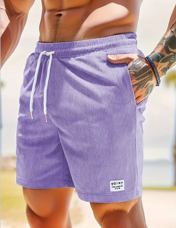Pantalones cortos de cordón con cordones, pantalones cortos deportivos de pana para hombre, ropa de hombre