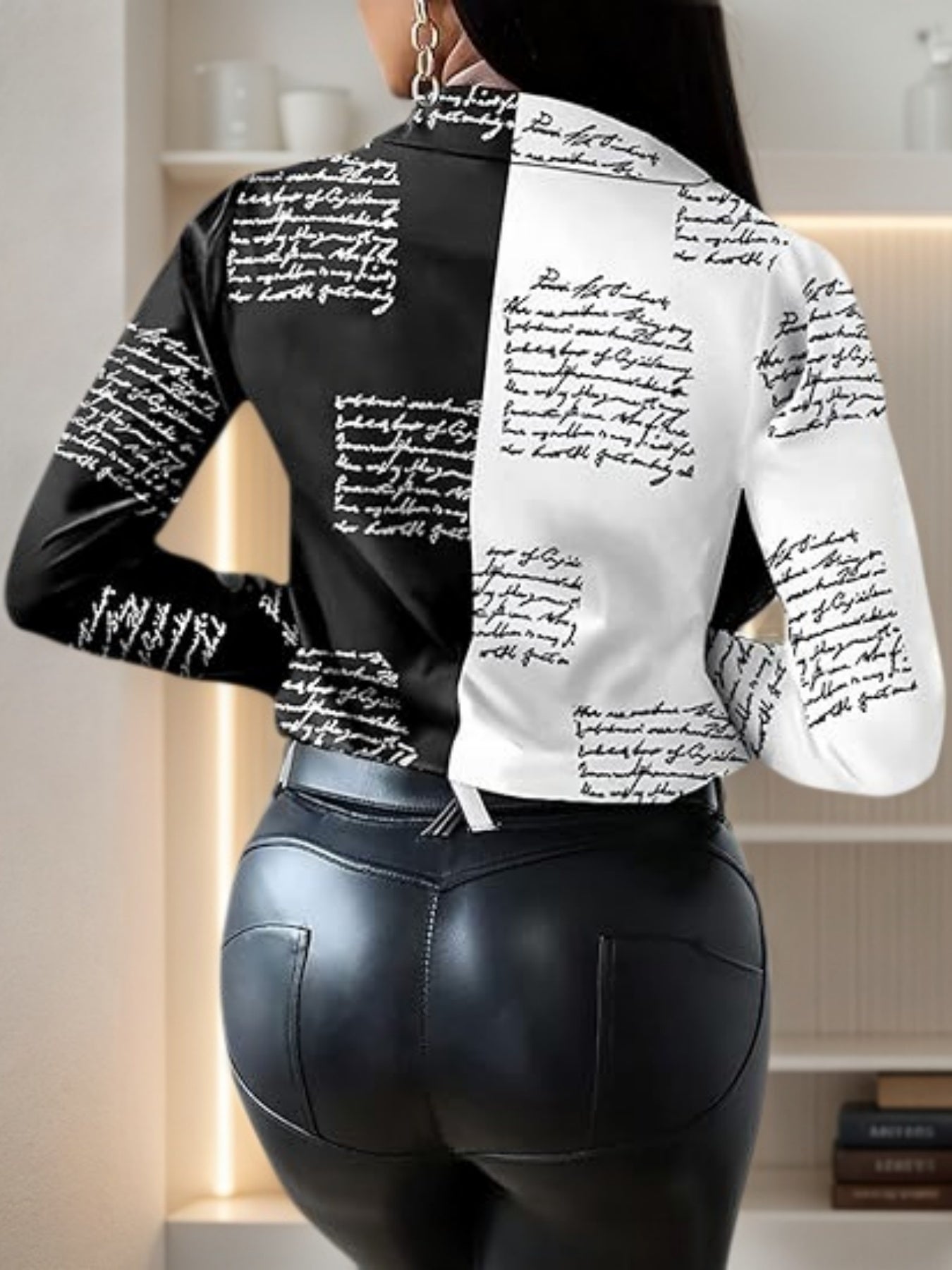 Camisa de manga larga con estampado floral para mujer – Blusa informal holgada y colorida