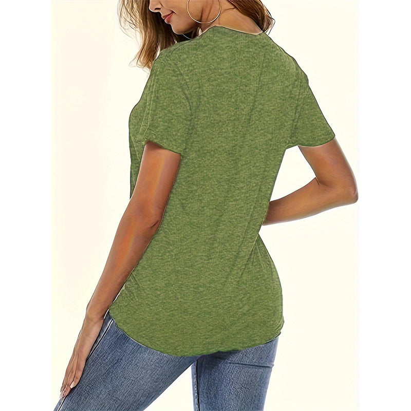 Camiseta de manga corta con estampado de letras, top informal de verano