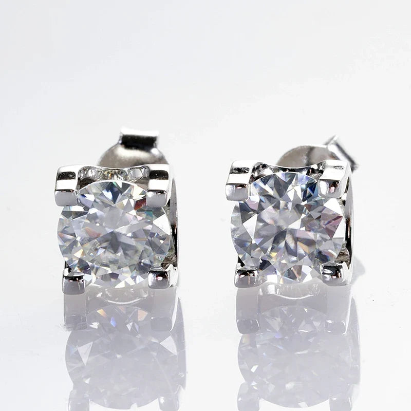 Colored Moissanite Necklace & Stud Earring Set in Silver