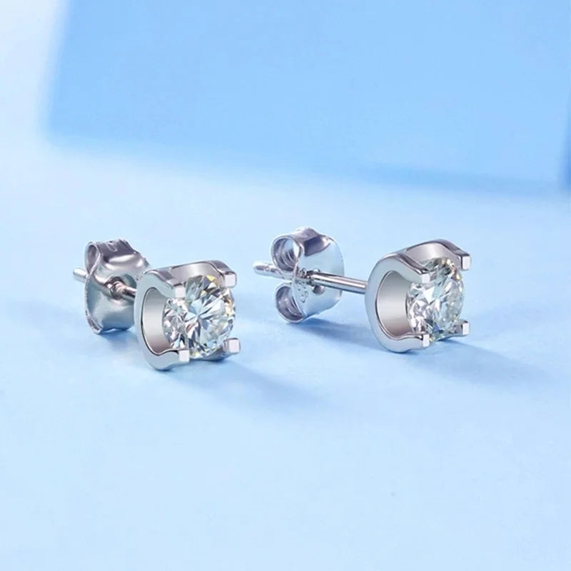 Colored Moissanite Necklace & Stud Earring Set in Silver