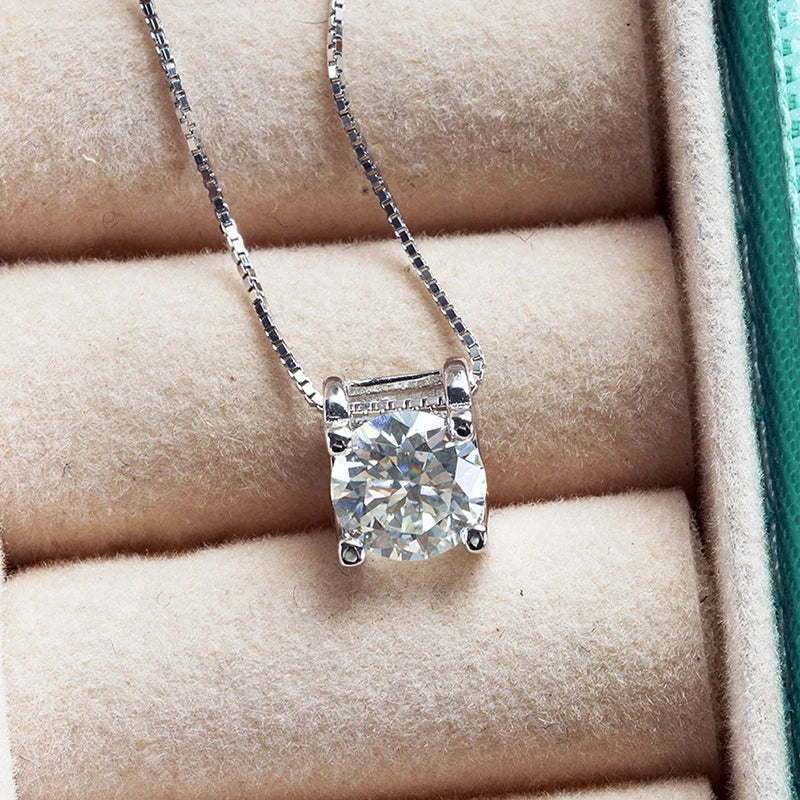 Colored Moissanite Necklace & Stud Earring Set in Silver