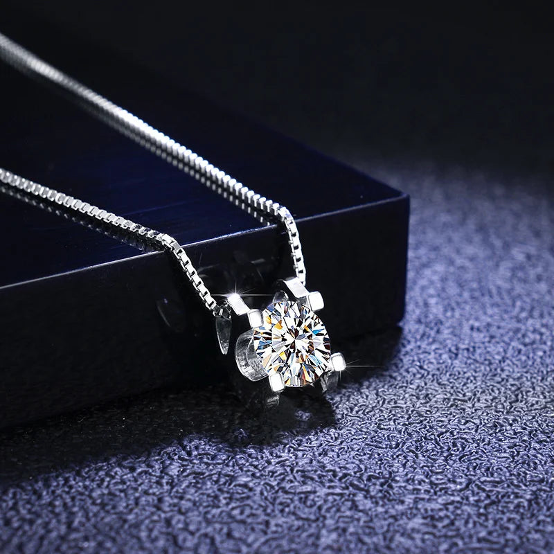 Colored Moissanite Necklace & Stud Earring Set in Silver