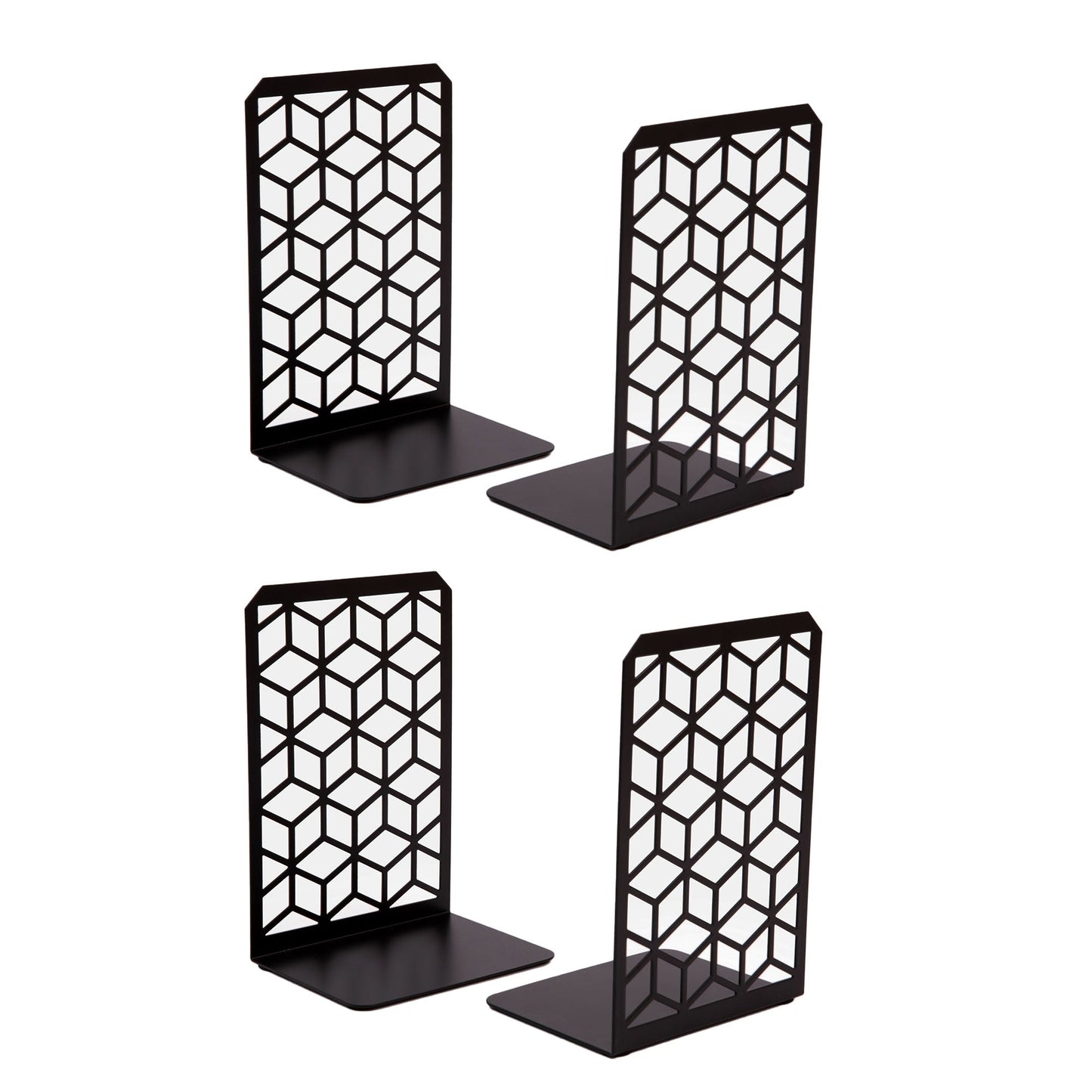 3D Cube Bookends 2-Pack – Geometric Metal Book Ends by Geomod