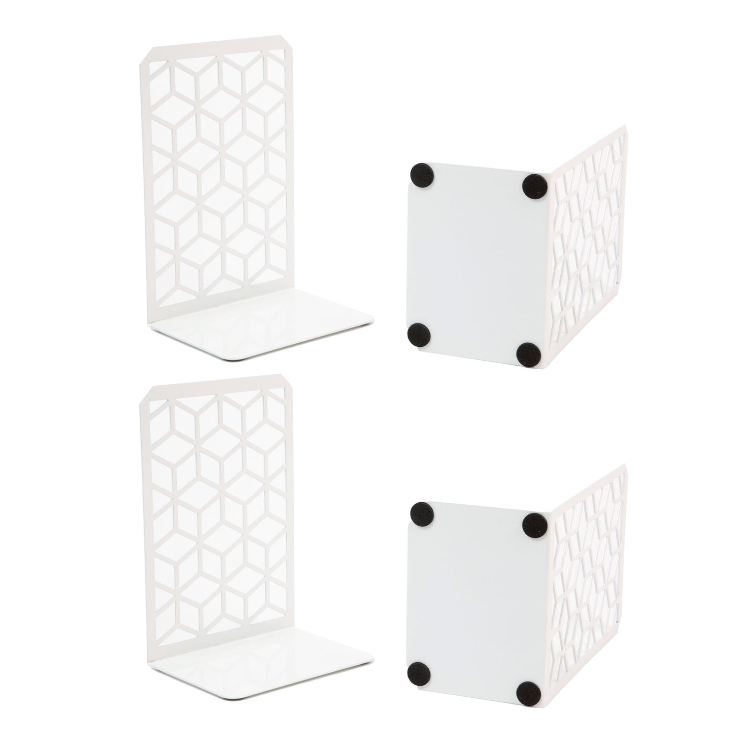 3D Cube Bookends 2-Pack – Geometric Metal Book Ends by Geomod