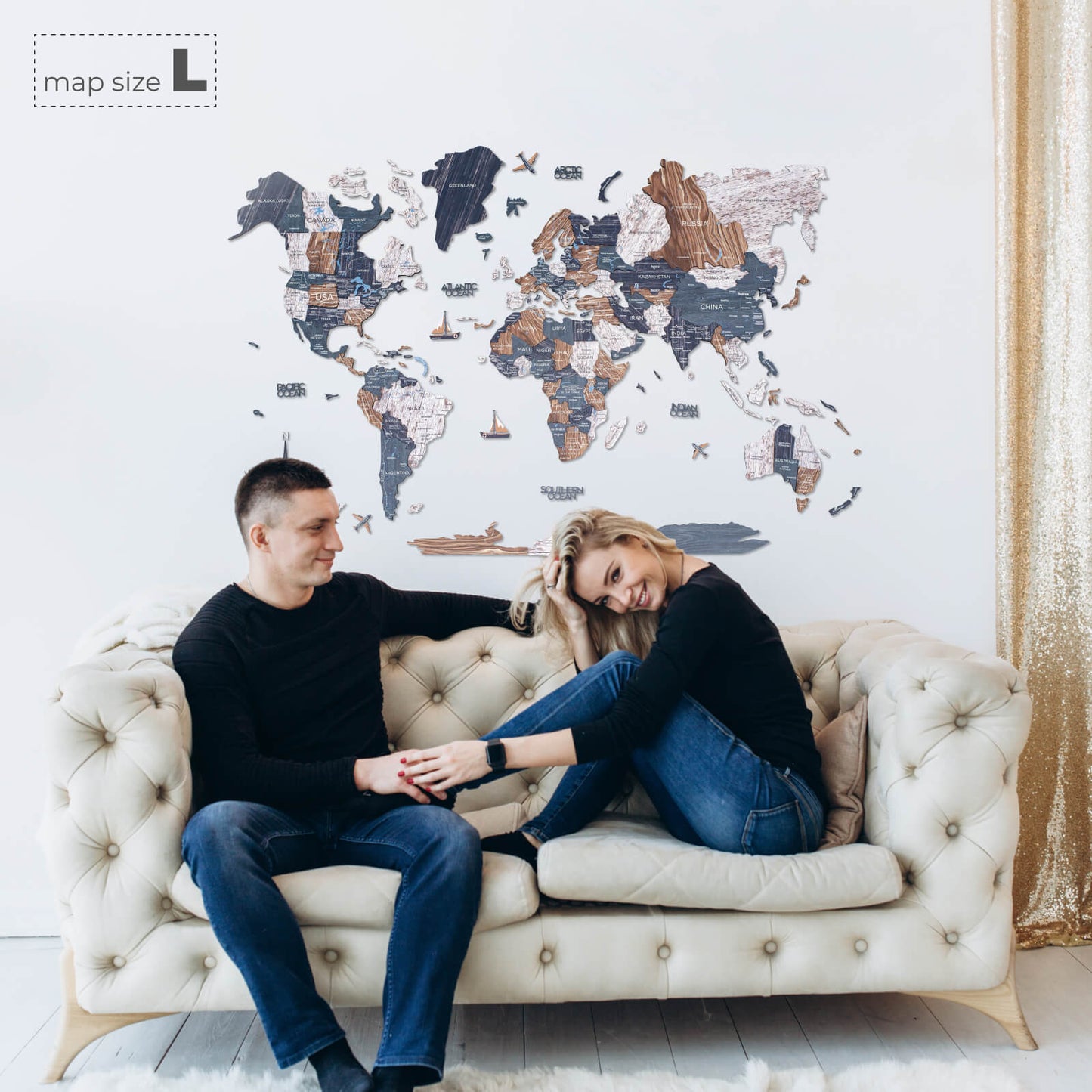 3D Wooden World Map Mystery