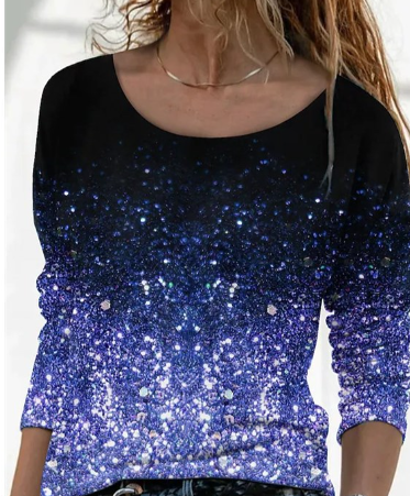 3D Printed Casual Long Sleeve Pullover T-Shirt | For Women - # GIAA23510052