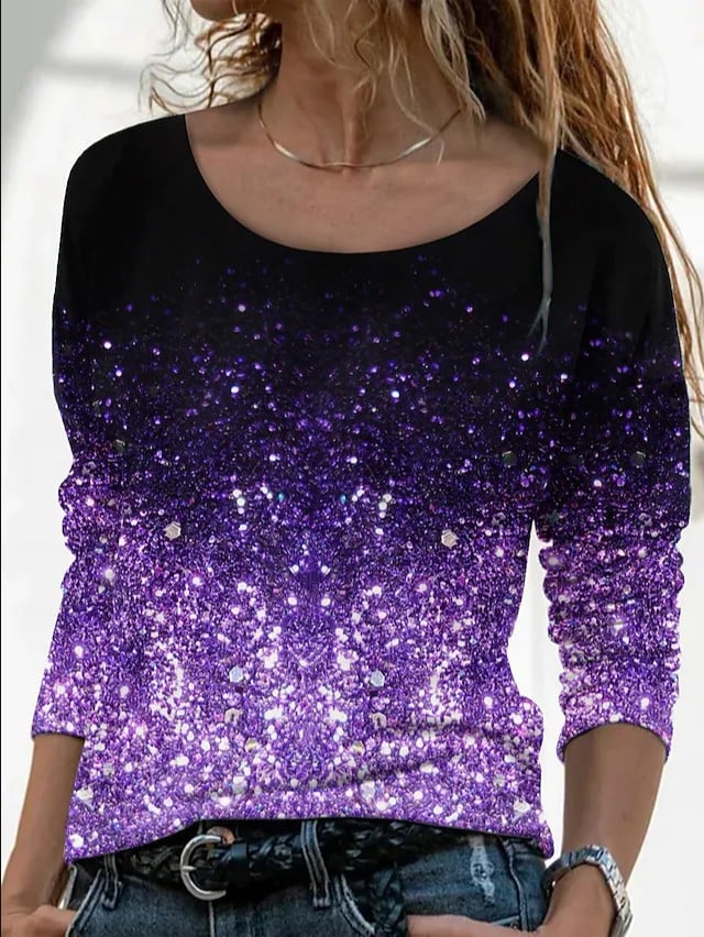 3D Printed Casual Long Sleeve Pullover T-Shirt | For Women - # GIAA23510052