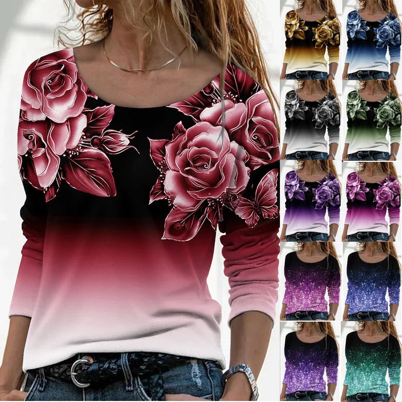 3D Printed Casual Long Sleeve Pullover T-Shirt | For Women - # GIAA23510052