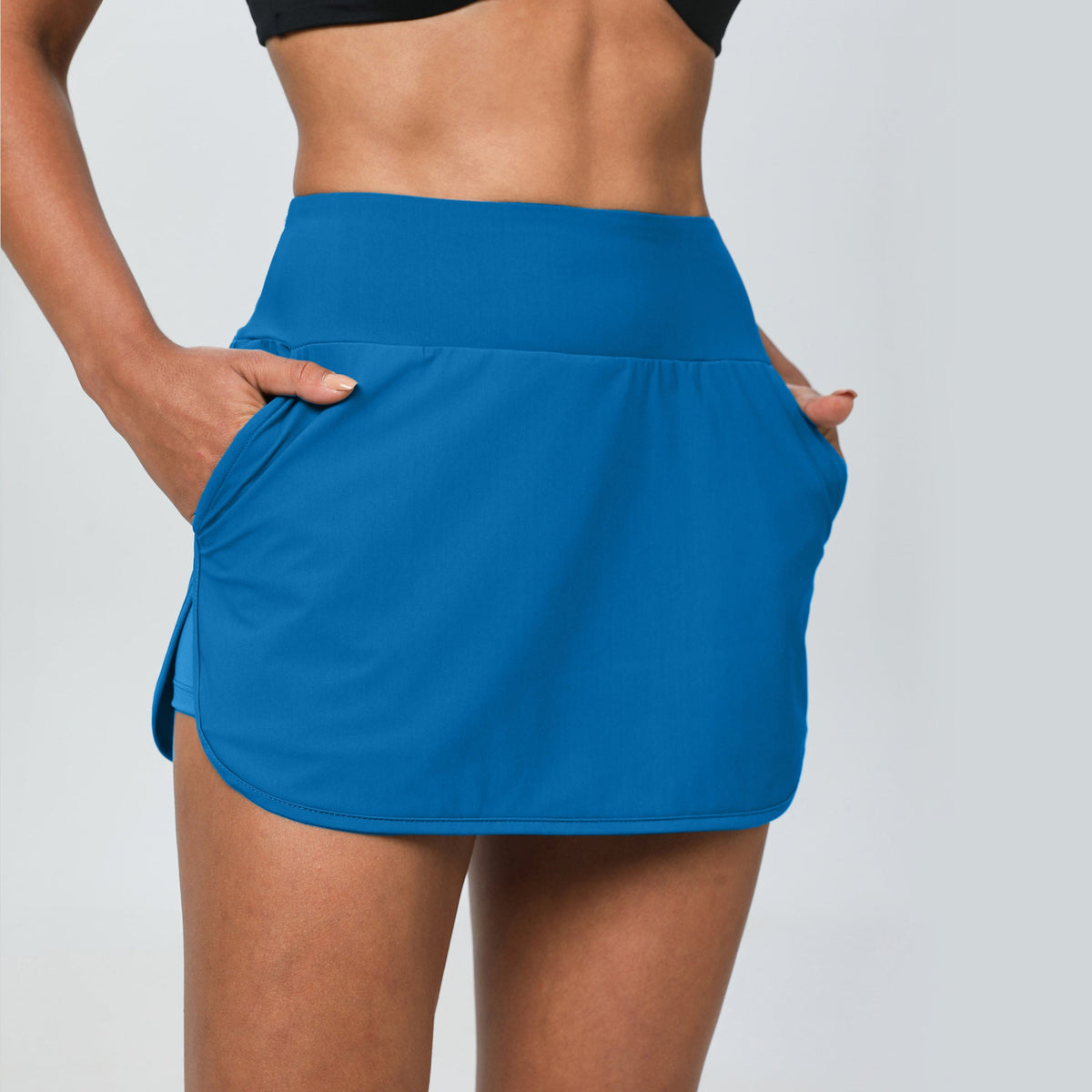 European And American Slim- Fit Quick-dry Tennis Skirt High Waist Slimming Running Fitness Skirt Anti-running Fake Two-piece Sports Yoga Skirt