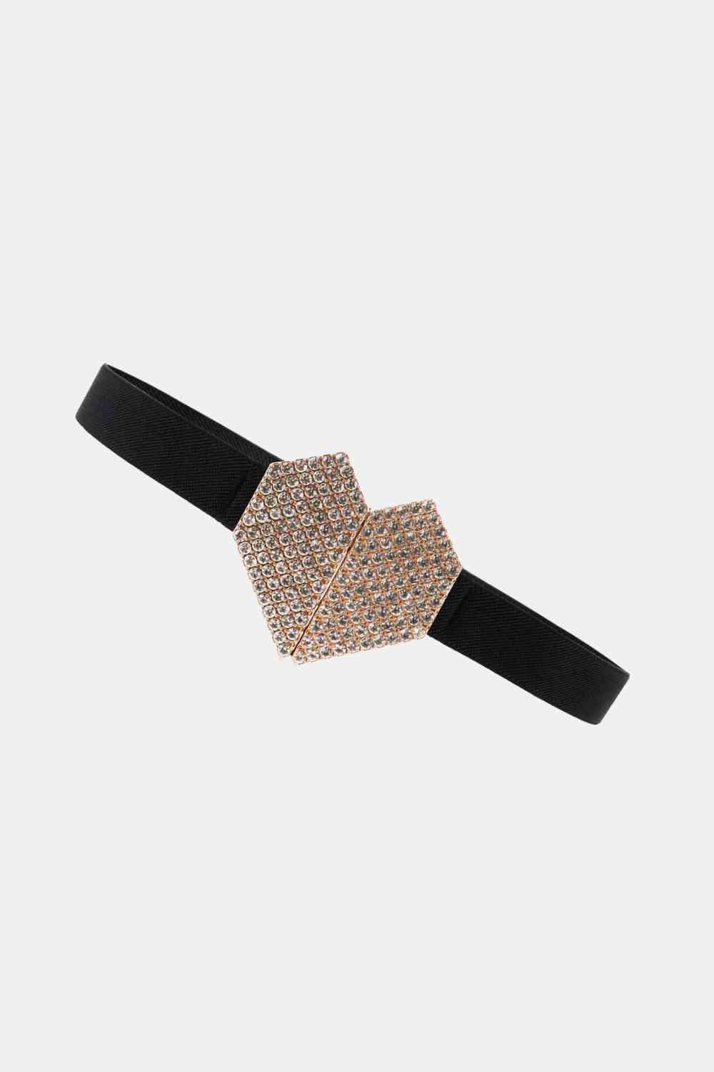 Cinturón elástico con hebilla de corazón de strass GlamStyle – Brillo deslumbrante y comodidad. Consulta la tabla de tallas en "más detalles".