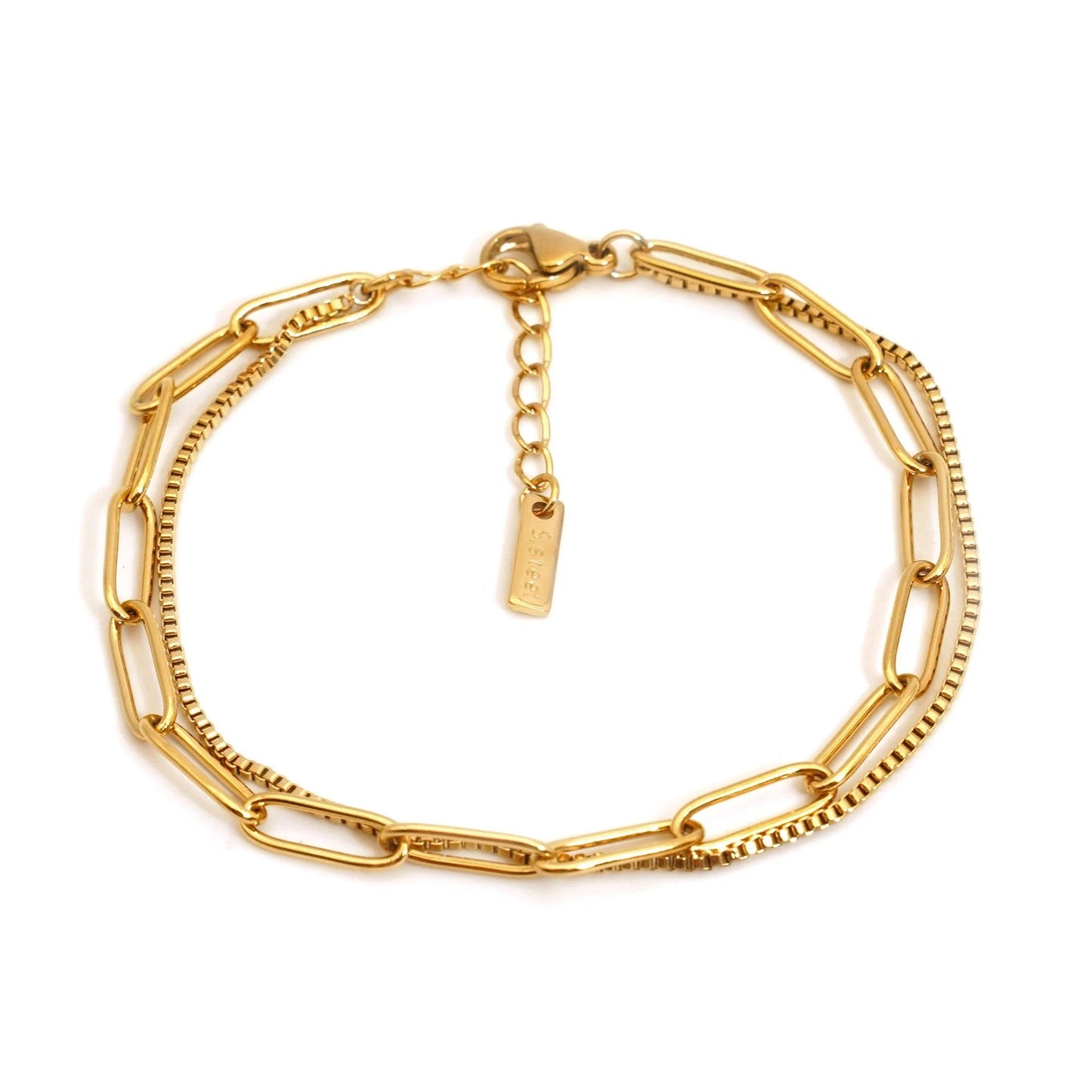 Double Layer Twin Titanium Steel Bracelet Ins Cold Style European And American Women