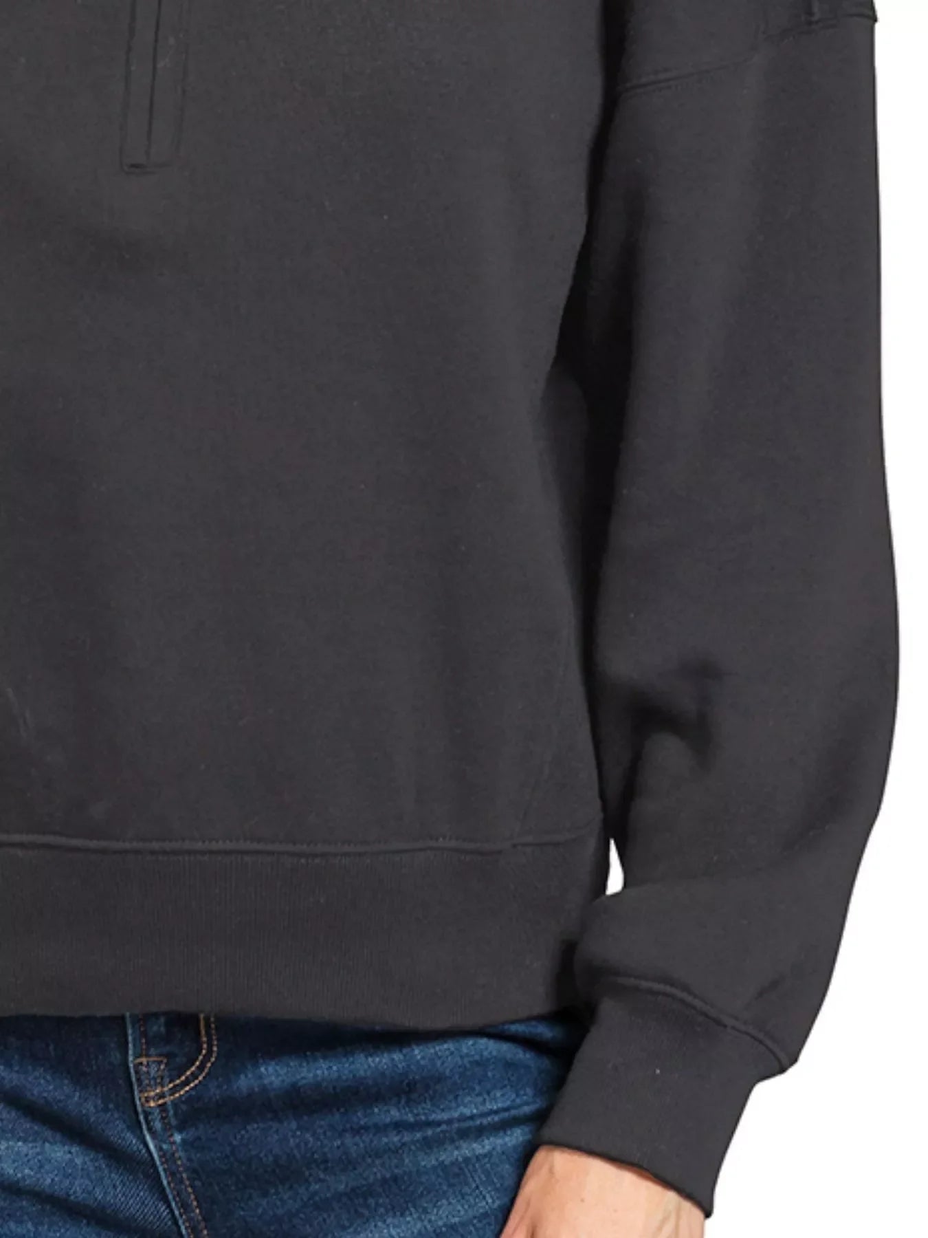Zenana Fleece High Neck Half Zip Sweatshirt in Black