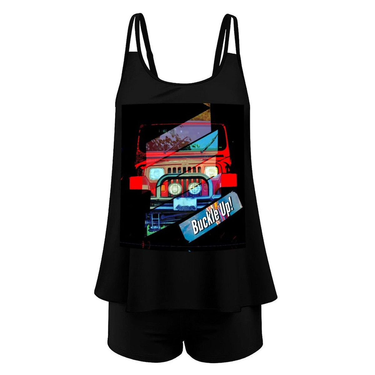 Buckle Up! 4-wheel Drive Tankini 2-Piece Swimsuit for Women
