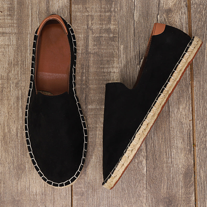 Men's Straw Woven Hemp Rope Fisherman Slip-On Flats