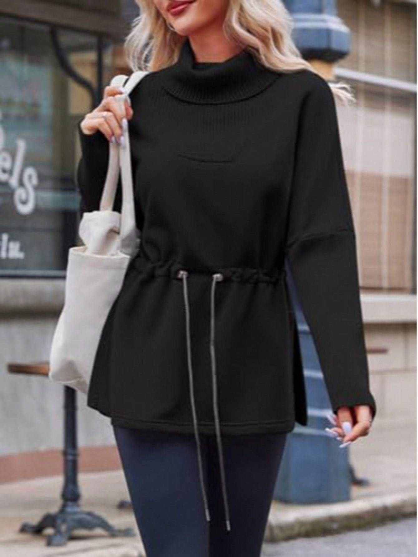 Sudadera de cuello alto de forro polar para mujer