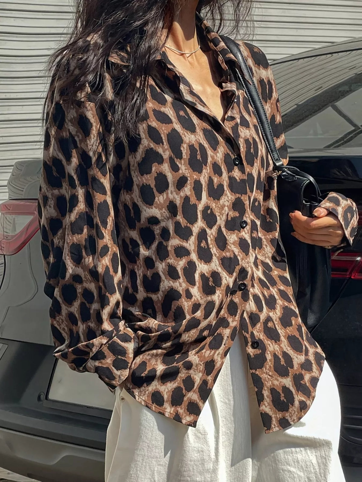 Leopard Print Button-Down Shirt