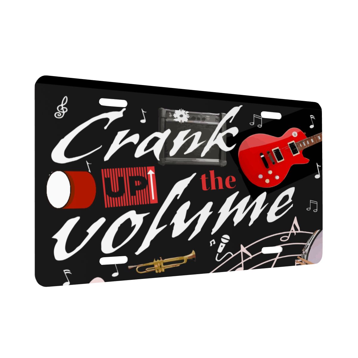 Crank Up the Volume Music Black Aluminum License Plate (Made in USA)