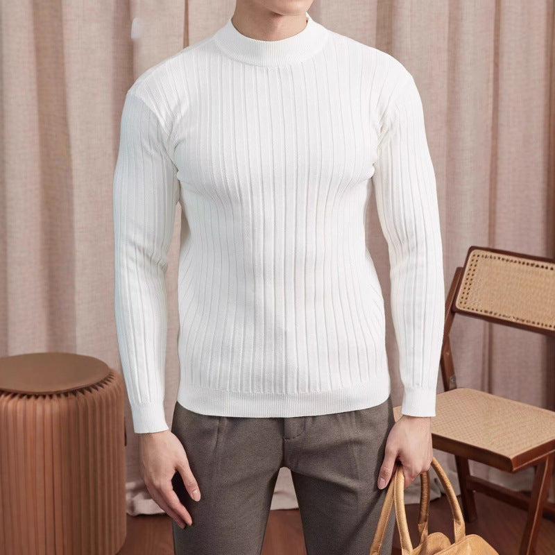 Pullover Textured Mock-neck Sweater For Men