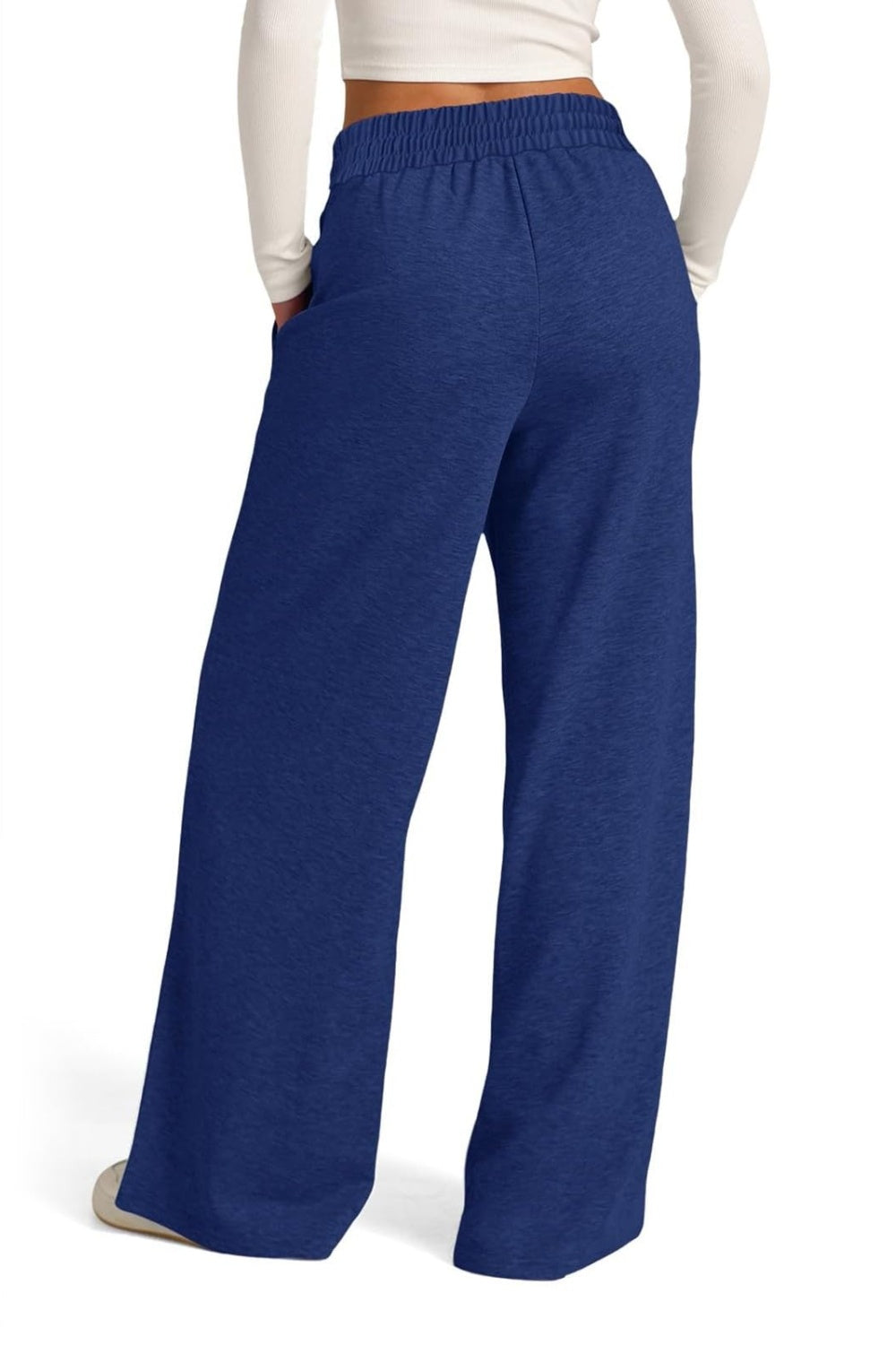 Pantalones de pernera ancha con cintura elástica y cordón ajustable