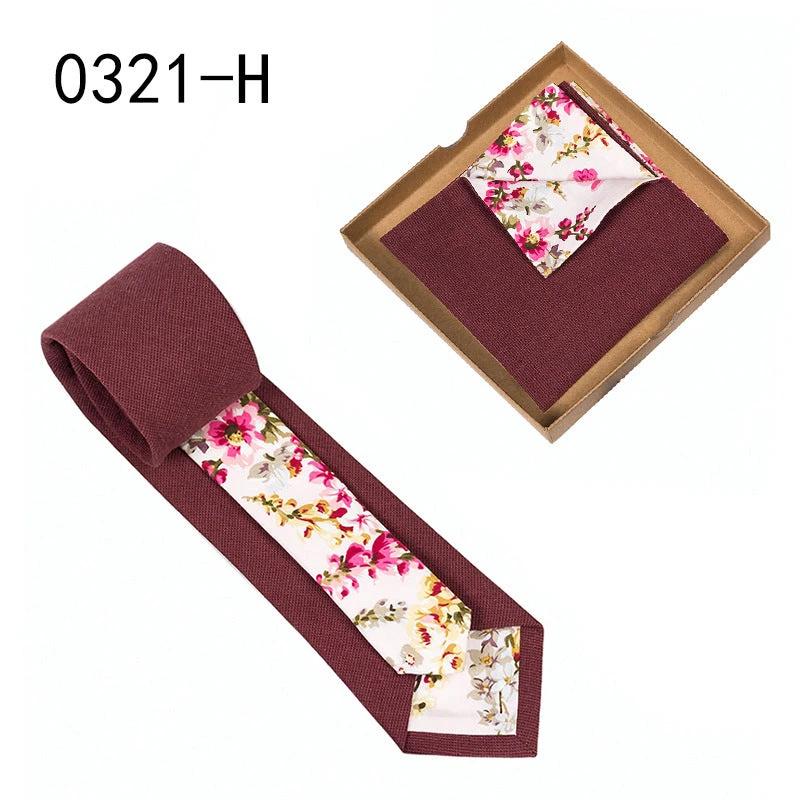 Men's Floral Print Tie and Pocket Square