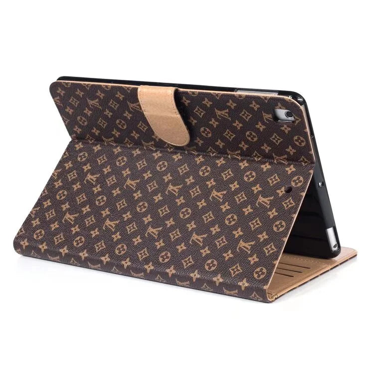 Funda para iPad Apple de cuero Monogram de lona de lujo con diseño temático de verano fresco