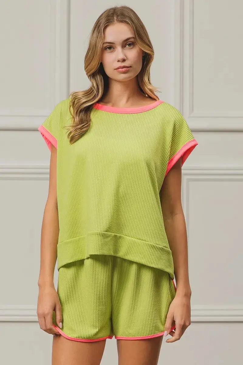 Women's Casual Tee Cord Rib Knit Top - Soft & Comfortable - Casual Tee