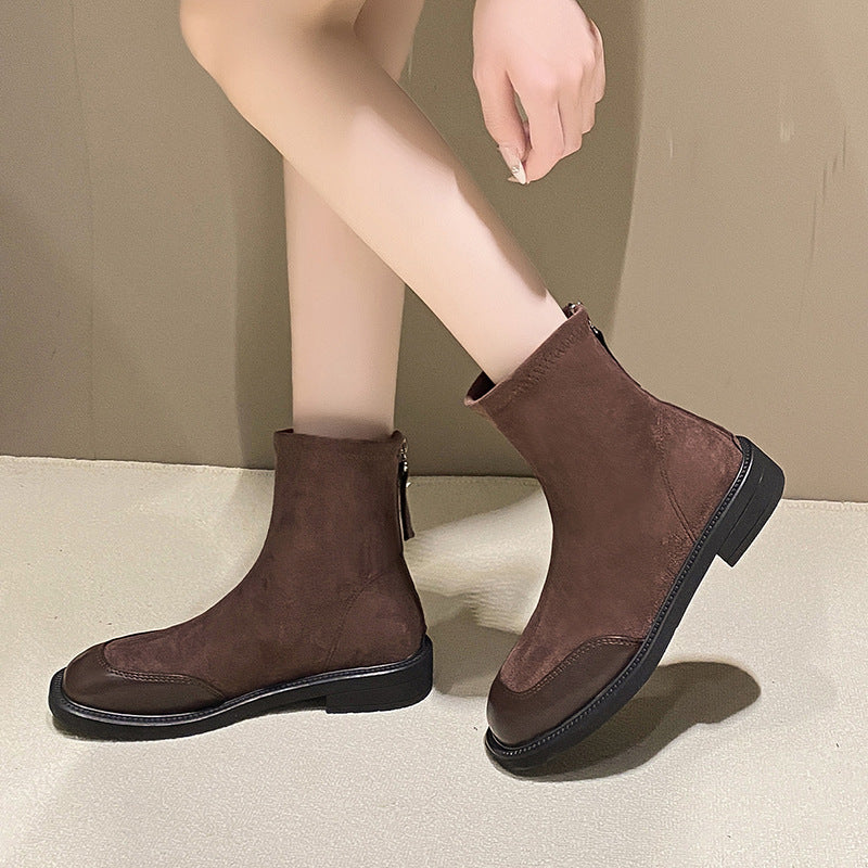 British-style Square-toe Boots For Women