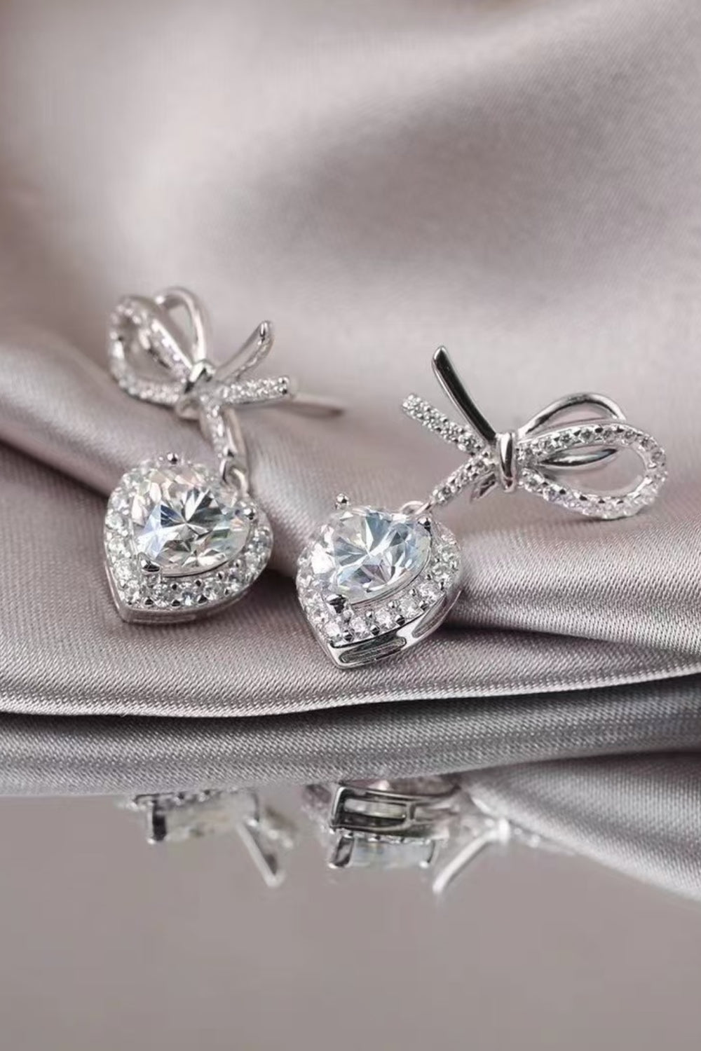 Pendientes de Corazón de Moissanita de 2 Quilates de Plata de Ley 925
