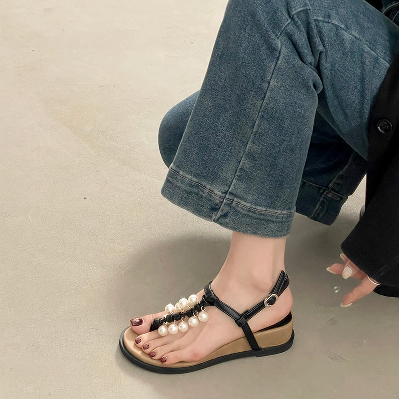 Thick Sole Height Increasing Wedge Thong Super High Heel Sandals Women 2026 New Summer For Dresses Comfortable Thong Roman Shoes