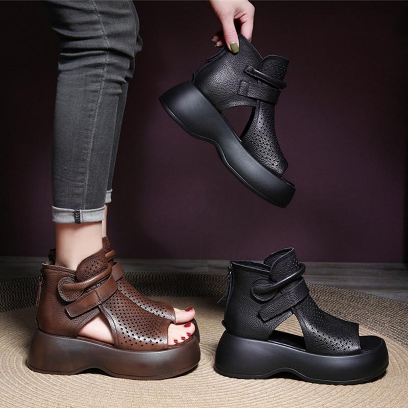 Women's High-Top Roman Sandals with Platform Sole