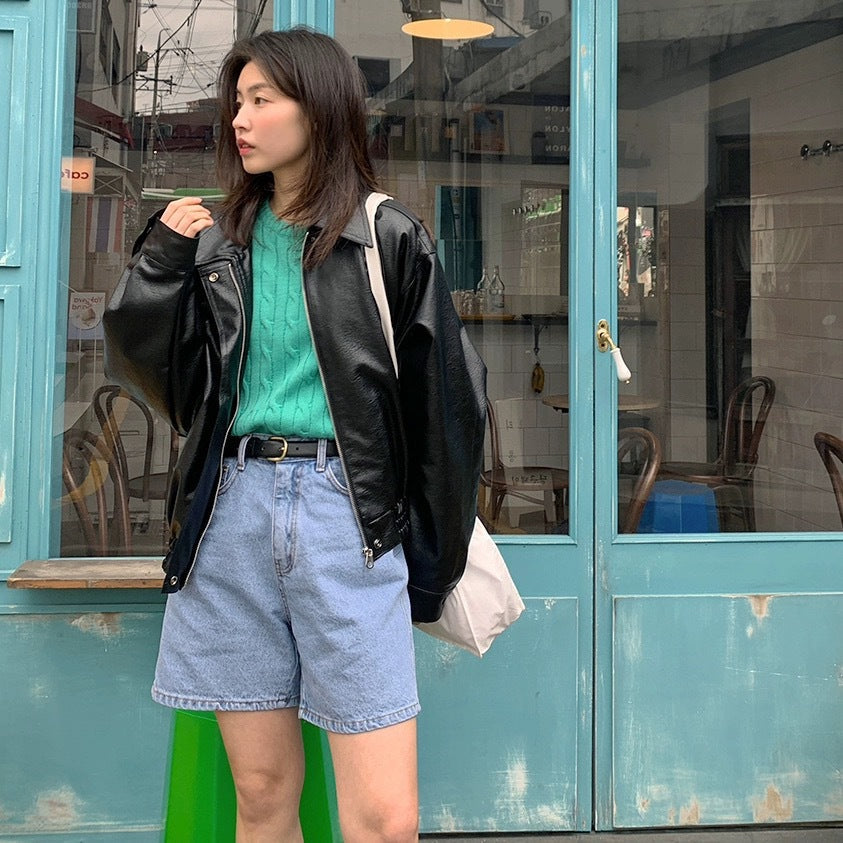 Women's Fashionable Retro Casual Zip-Up Collar Jacket