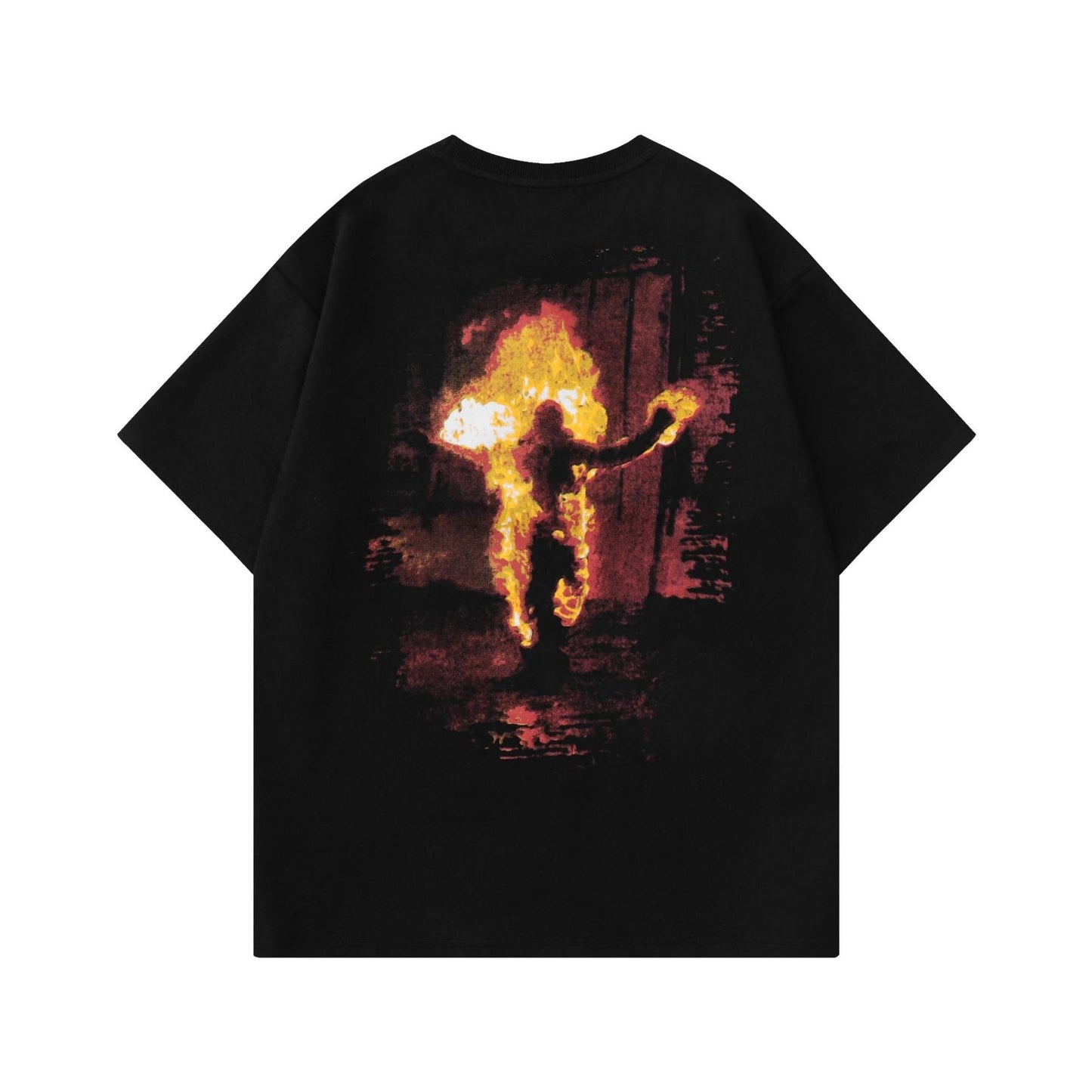 Loose Flame Portrait Print Short Sleeve T-Shirt