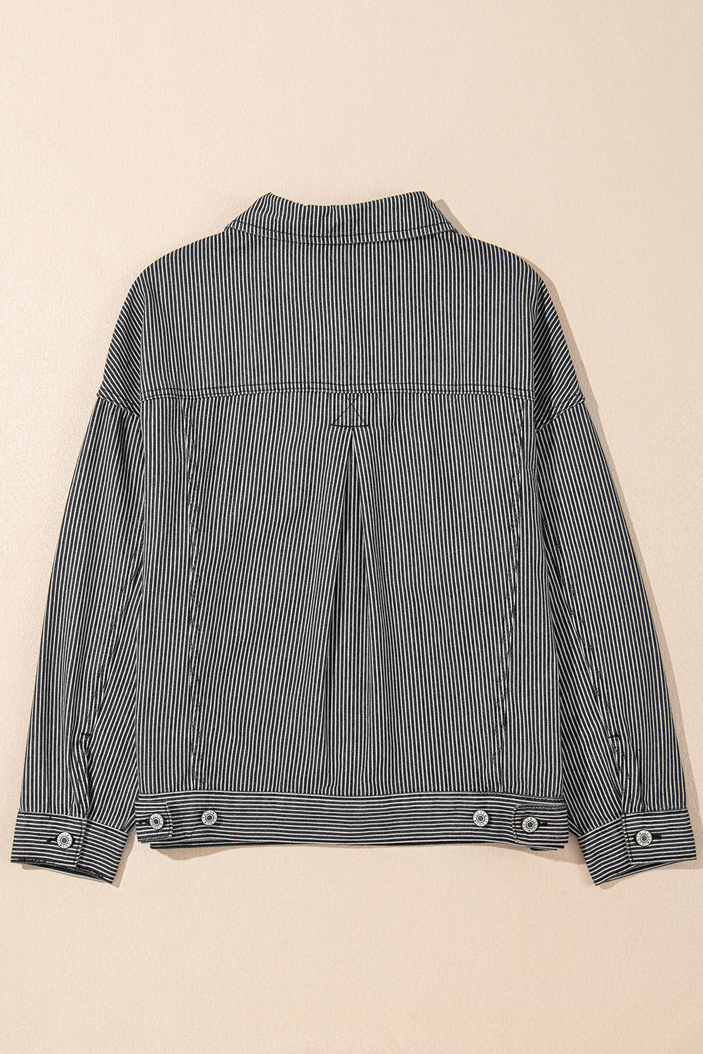 Chaqueta vaquera oversize con bolsillo, lavada a la piedra, a rayas azules