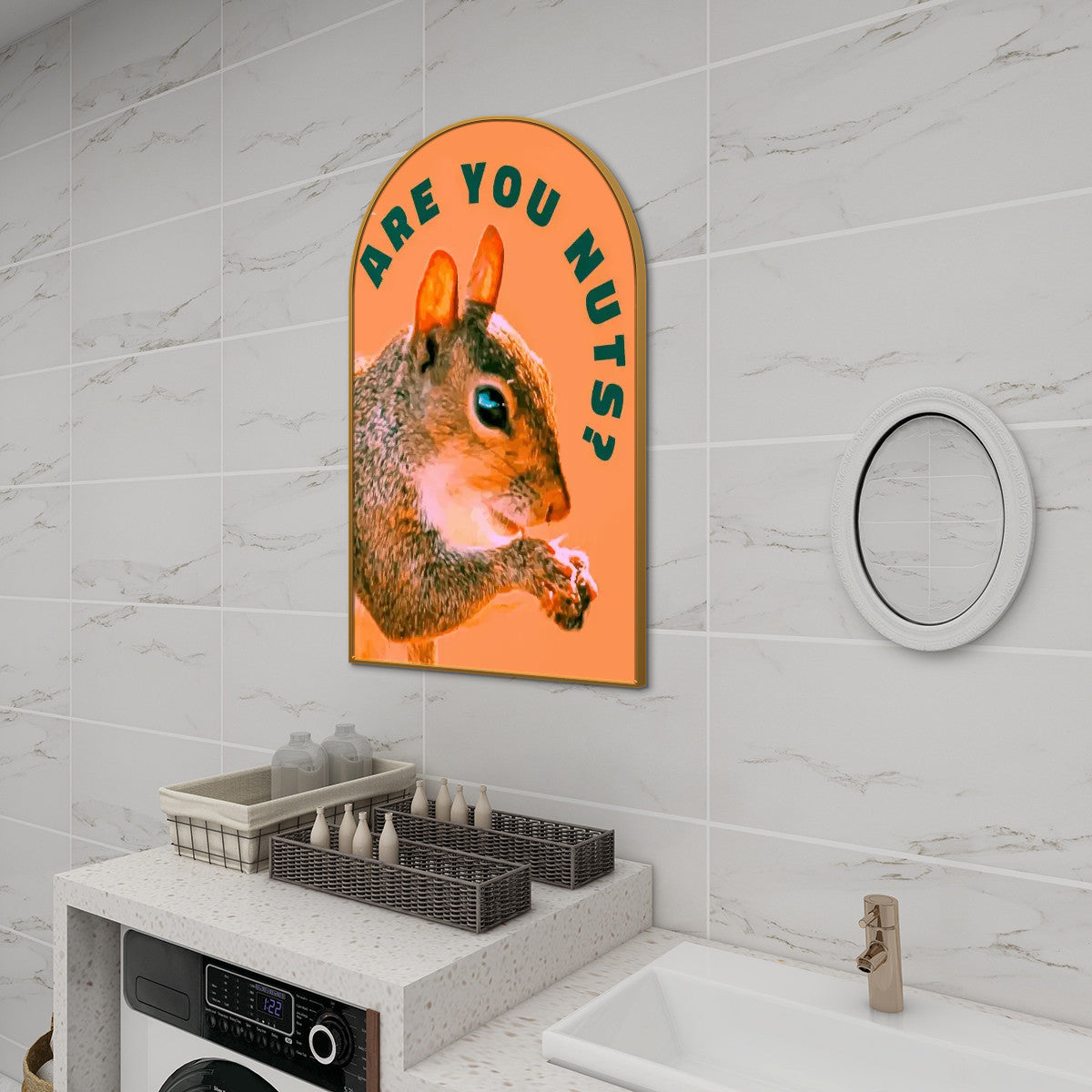 Are You Nuts? Funny Squirrel Arched Canvas Print Wall Art | Made in USA